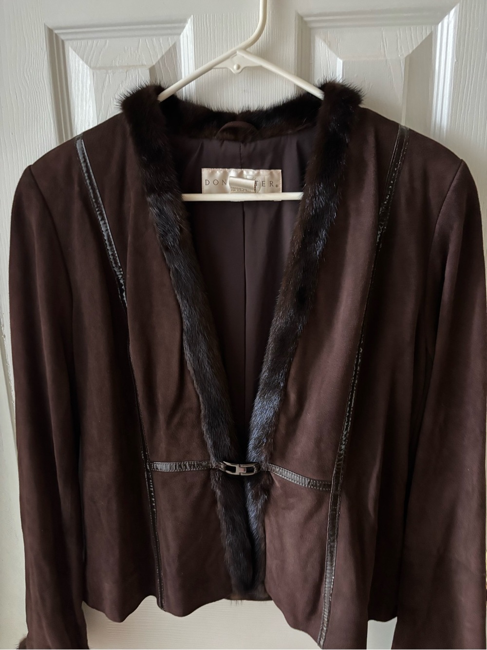 Doncaster Dark Brown Suede Jacket with Fur Trim